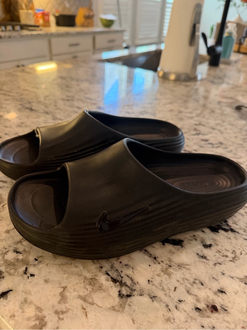 Nike Men’s Black Slide Sandals with Contoured Footbed